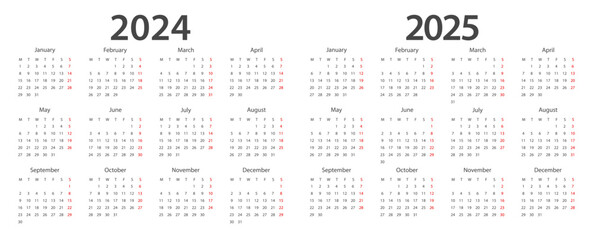 Calendar 2024, calendar 2025 week start Monday corporate design planner template. - 622163887