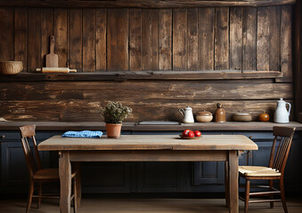  blank wall farmhouse  style interior mockup kitchen