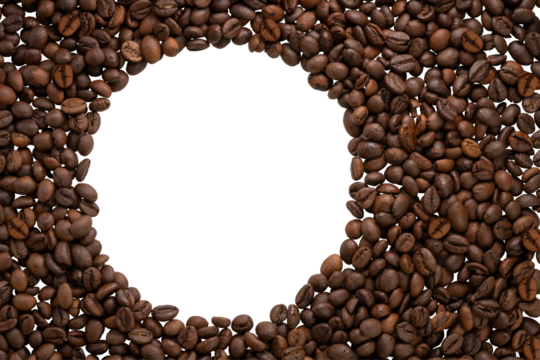 Background concept, Coffee beans for text background or borders and frames isolate on white with clipping path.