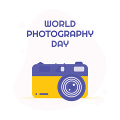 World Photography Day social media post illustration banner design. Clean minimalist flat vector poster banner for World photography day.