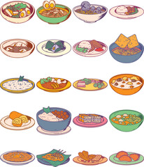 Hand Drawn Indonesian Food