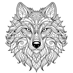 outline of a decorative wolf head vector