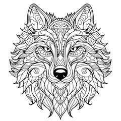 outline of a decorative wolf head vector © ImKNYCE