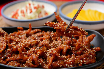 korean traditional chicken leg food