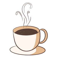Steamy Indulgence: Illustrated Coffee Cup Brimming with Aroma and Flavor