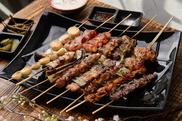 grilled beef pork meat dinner 