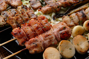 grilled beef pork meat dinner 