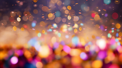 A shower of colorful confetti, with sparkling bokeh lights in the background. Generative AI