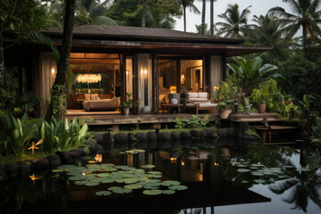 Small house, surrounded by the serenity of green rice fields, fish ponds, and vegetable gardens
