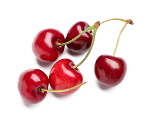 Sweet cherries on white background