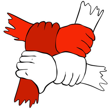 Gotong royong bersatu kita maju, berjabat tangan ilustrasi dirgahayu indonesia