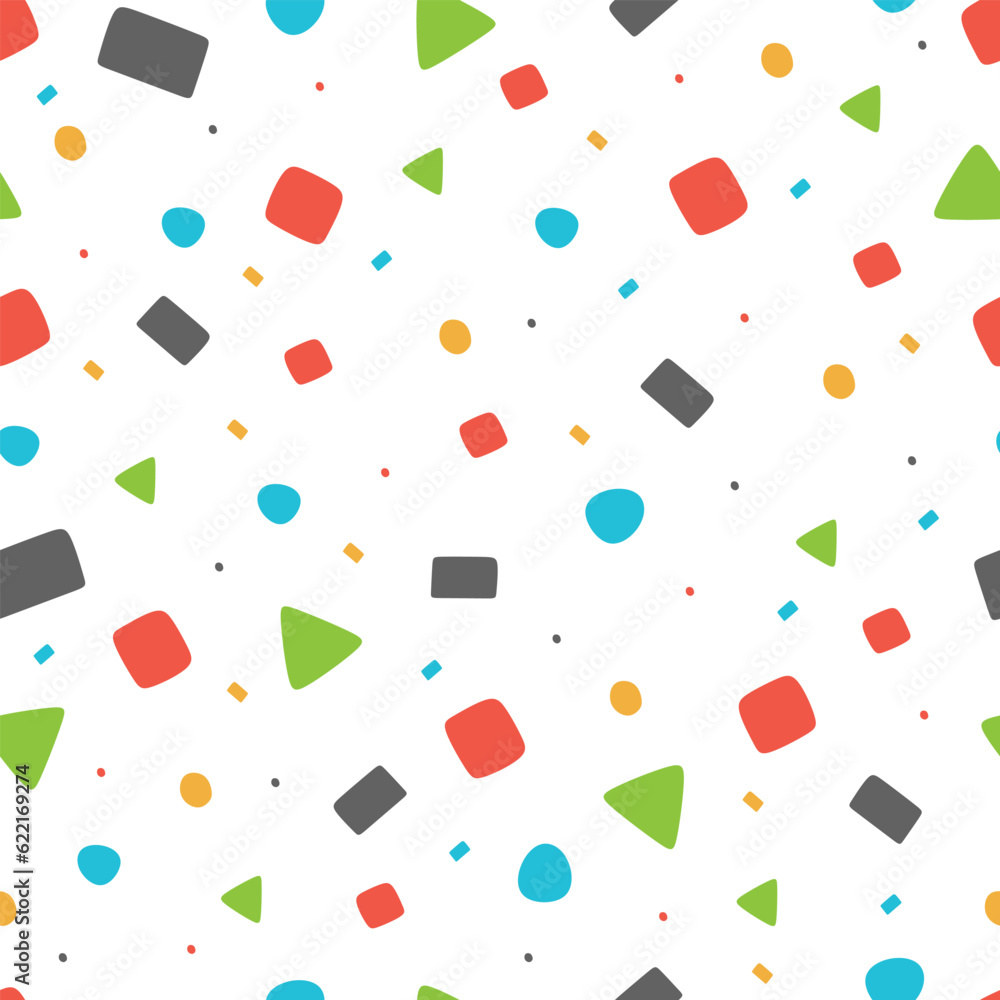 Poster seamless pattern with geometric shapes in doodle style. hand drawn simple repeated texture in pastel