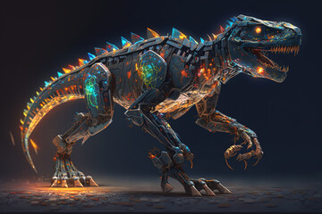 A dinosaur that is a futuristic machine of the future world. Wildlife Animals. Illustration, Generative AI.