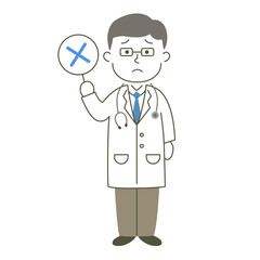 doctor, man, medical care, hospital, NG, denial, negation, negation, simple, simple substance, human, illustration, vector