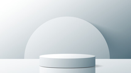 3d realistic pedestal. Product presentation, mock up. Cylinder podium on gray background. Show room for product