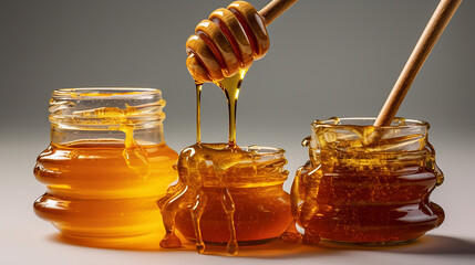 Fototapeta na wymiar The liquid gold of honey, with its mesmerizing amber hue and enticing drips. Generative AI