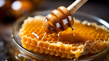 The liquid gold of honey, with its mesmerizing amber hue and enticing drips. Generative AI