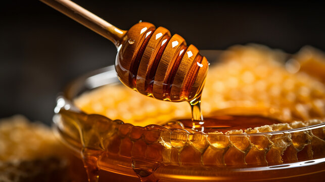 The liquid gold of honey, with its mesmerizing amber hue and enticing drips. Generative AI