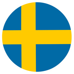 Swedish flag circle transparent png. Sweden flag round. vector illustration