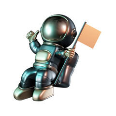 Floating Astronaut Holding a Flag 3D Icon