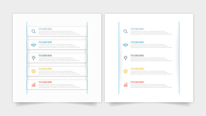 Simple and Clean Presentation Business Infographic Design Template with 5 Bar of Options - obrazy, fototapety, plakaty