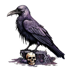 Scary Dead Raven bird skeleton haloween
