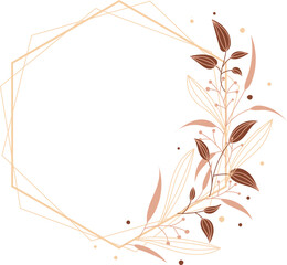 golden frame with leafs and seeds isolated icon vector illustration design