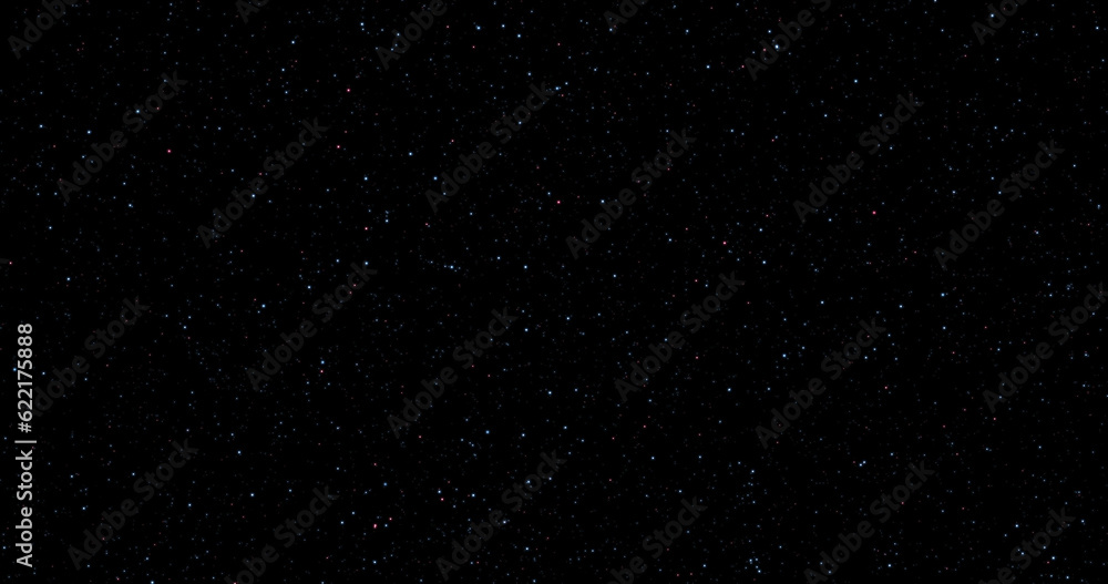 Wall mural flying through realistic starfield from outer space with star motion, twinkling or blinking stars, a