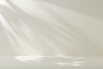 Abstract background, mock up scene. Ray light and shadow on the wall and floor. Studio for product display. 3D rendering