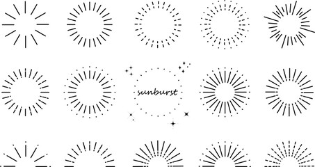 シンプルな集中線（サンバースト）のイラスト素材セット　Sunburst