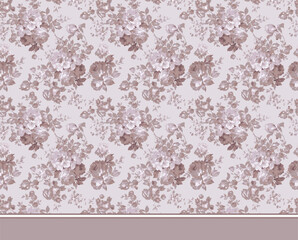 flowers and leaves pattern illustration. Peony, lily, daisy floral vintage elements fabric texture. White color background..