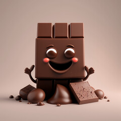 Generative ai of cute chocolate character