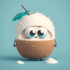 Cute coconut character. Generative ai
