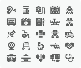 Health and medicine icons collection. Big UI icon set in a flat design. bold outline icons pack. Stroke line icons set of medical. Simple symbols for app development and website design. Vector 82