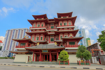 Buddha Tooth Relic Temple, in Singapore Chinatown district, is a majestic testament to Buddhist art...