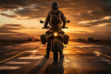 Biker And Motorbike Ready To Ride, Generative AI