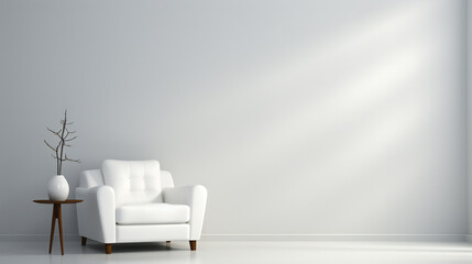 ミニマリストの白い空間の部屋