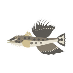 トクビレ（ハッカク）。フラットなベクターイラスト。 Sailfin poacher (snail-fin poacher). Flat designed vector illustration. © nagamushi studio