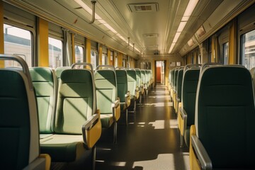 Fototapeta premium Empty Interior Of Train, Generative AI