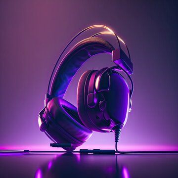 abstract 3d render of a glowing sphere headset for gamers