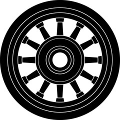 Dharma chakra, Wheel of life, Wheel of Dhamma, shape vector, black