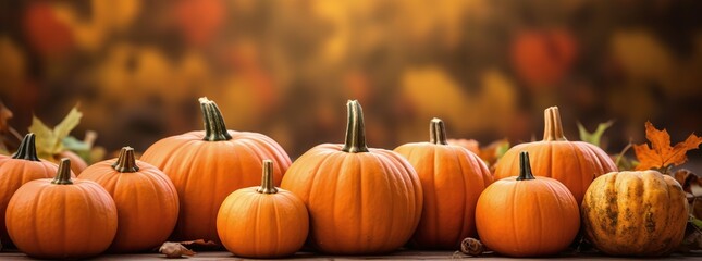 Naklejka na ściany i meble pumpkins in autumn background