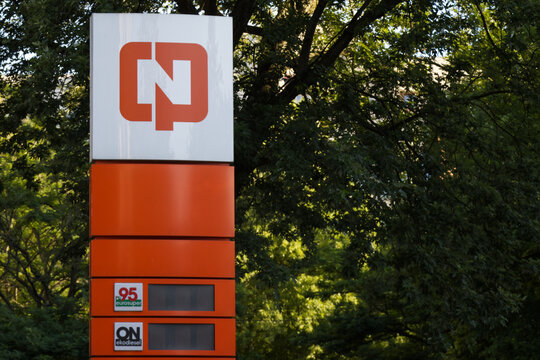 A gas station under the brand of CPN, which disappeared from the market almost 20 years ago and have been reactivated by PKN Orlen, no fuel prices displayed on the screen, Warsaw, Poland, July 3, 2023
