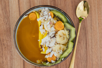 Eating healthy breakfast. Clean eating, dieting, detox, food concept