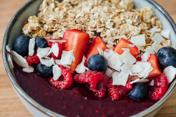 Eating healthy breakfast. Clean eating, dieting, detox, food concept