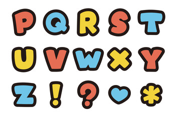 カラフルなアルファベットの書き文字を、お好きな組み合わせで