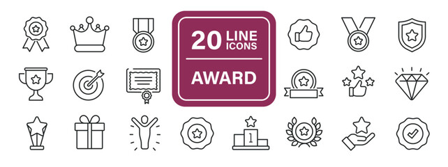 Award line icons. Editable stroke. For website marketing design, logo, app, template, ui, etc. Vector illustration.