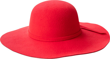 Woman red hat isolated on white background