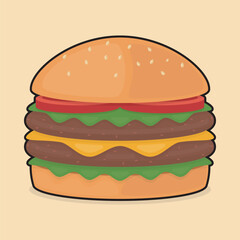 image of double burger in minimal style