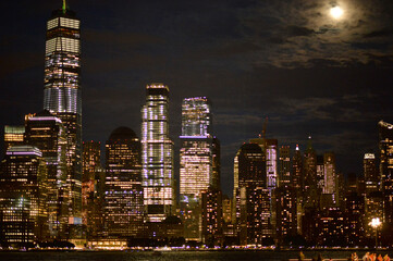 beautiful city skyline at night. USA